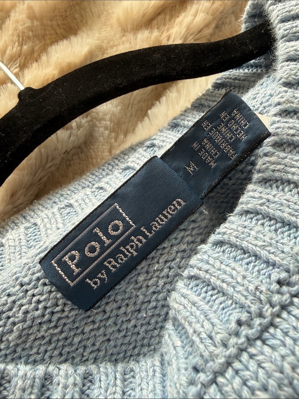 **RARE** Ralph Lauren Blue Knit Crewneck Sweater with Bear Motif - Size Medium - Picture 7 of 7